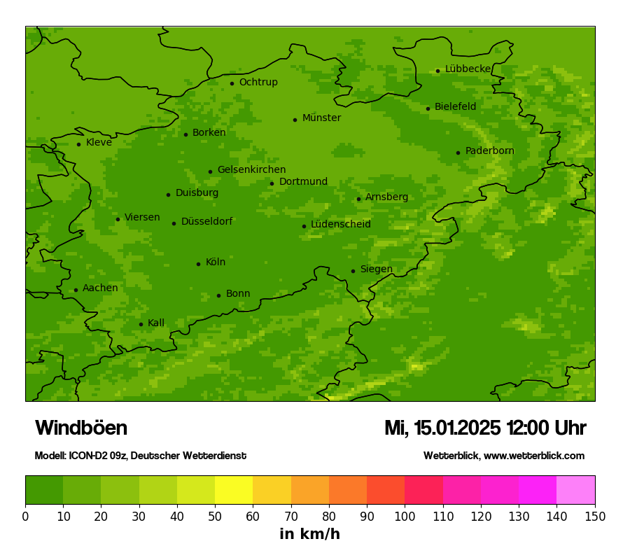 Modellkarten Windgeschwindigkeit