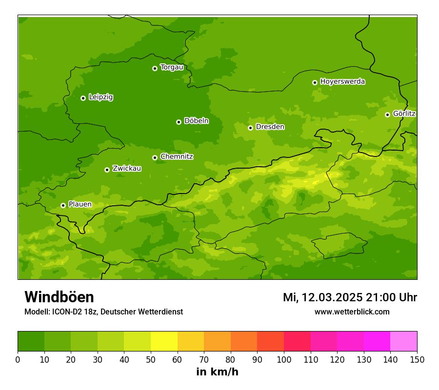 Modellkarten Windgeschwindigkeit