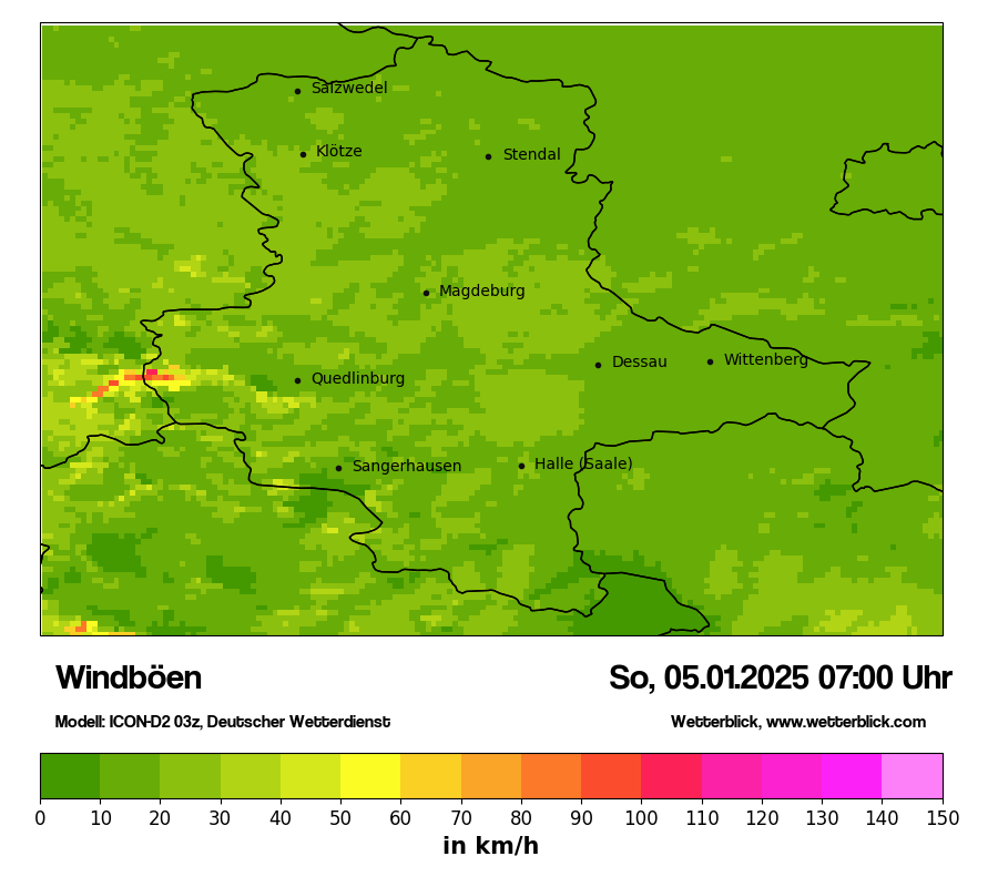 Modellkarten Windgeschwindigkeit